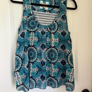 Meadow Rue Blue and White Graphic Tank Top